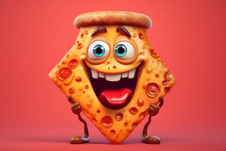 Mischievous pizza cartoon character AIの素材