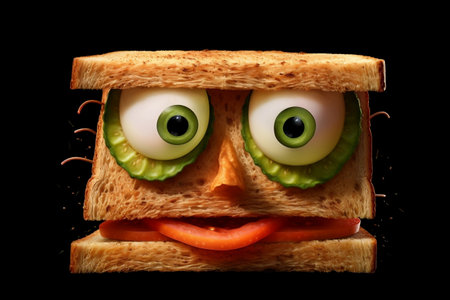 Serious sandwich cartoon character AIの素材