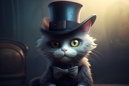 Charming Cat in a Top Hat The Cute Cartoon Character AIの素材