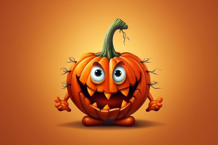 Mischievous pumpkin cartoon character AIの素材
