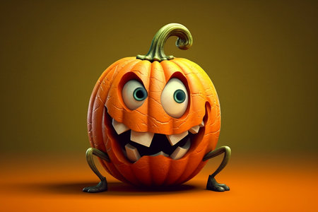 Mischievous pumpkin cartoon character AIの素材