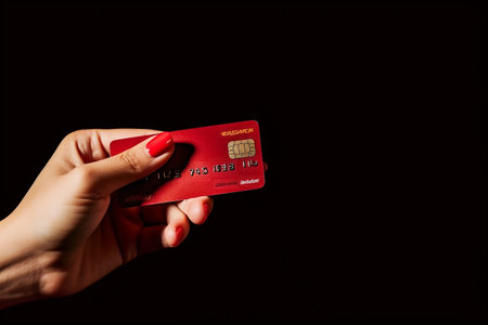 Woman's Hand Passing Credit Card in Close-Up. AIの素材