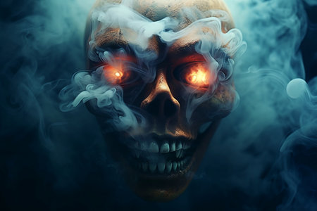 Sinister Visage Shrouded in Obscuring Smoke. AIの素材