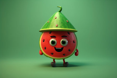 Adorable Watermelon Cartoon Character Illustration Asset for Various Usesの素材