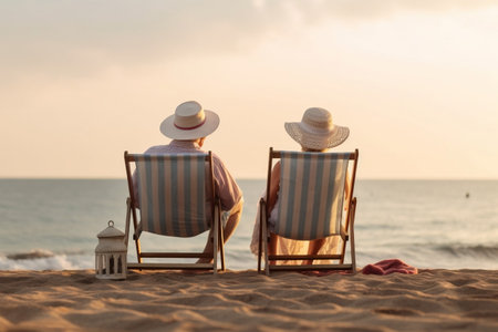 Relaxed Senior Couple Beach Getawayの素材