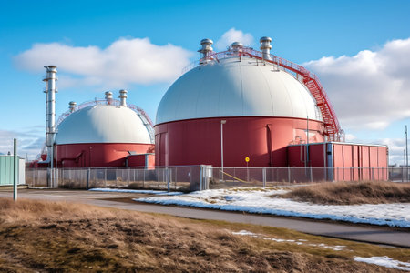 Biogas Plant Filled Storage Tank for Sustainable Energyの素材