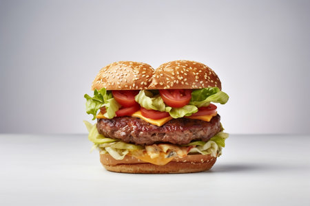 Love at First Bite Heart-Shaped Burger on a White Backgroundの素材