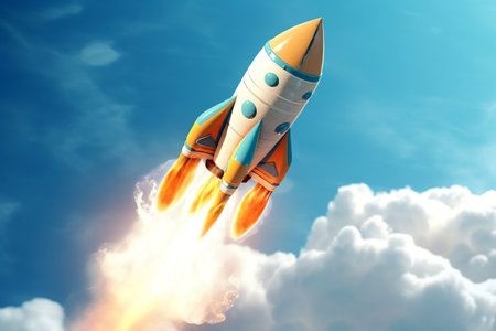 Cosmic Soar Rocket Launching and Soaring Through the Skiesの素材