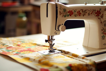 Crafting Fabrics with a Sewing Machine. AIの素材