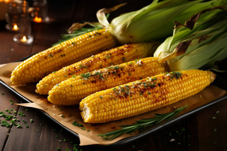 Delicious Grilled Corn on the Cob. AIの素材