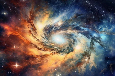 Milky Way Galaxy with Swirling Nebula. AIの素材