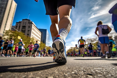Low Angle View of Marathon Runner's Legs from Behind. AIの素材