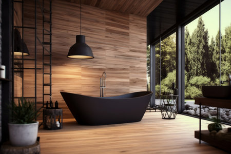 Contemporary Wood Bedroom with White and Blackの素材