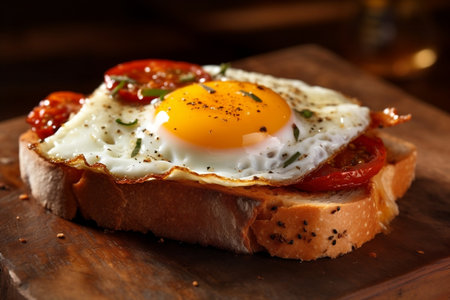 Satisfying and Nutritious Breakfast Fried Egg on Toastの素材