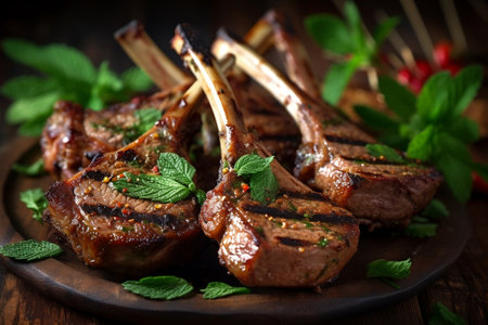 Juicy and Flavorful Grilled Rack of Lamb Chopsの素材