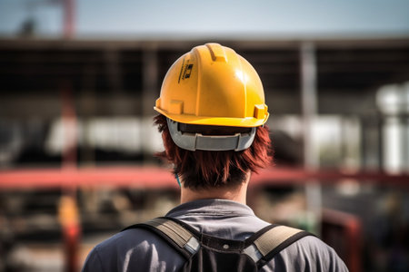Behind the Hard Hat Glimpse of a Construction Worker's Worldの素材