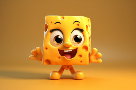 Adorable Baby Cheese: 3D Cartoon Character with Big Personalityの素材