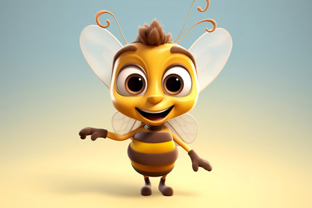 Buzzing Charm 3D Cartoon Bee Characterの素材