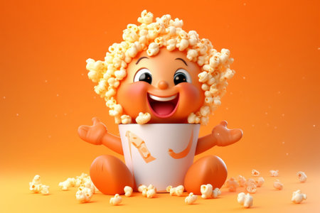 Irresistibly Cute Adorable Popcorn 3D Cartoon Character with a Smileの素材
