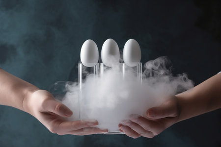 Assisting Life Hand Conducting Egg Donation into Test Tube Filled with Liquidの素材