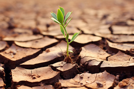Resilient Plant Thriving in Arid, Cracked Soilの素材