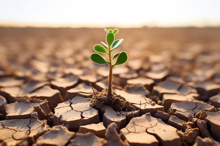 Resilient Plant Thriving in Arid, Cracked Soilの素材