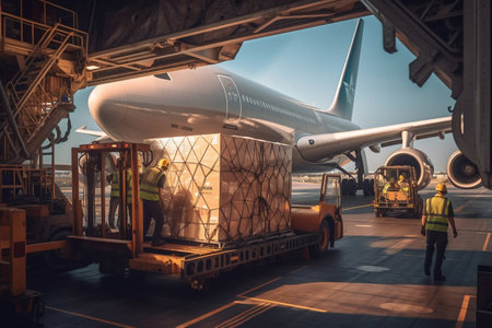 Efficient Loading Goods Being Loaded onto a Cargo Planeの素材