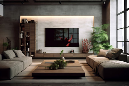 Contemporary Living Room OLED TV Takes Center Stageの素材
