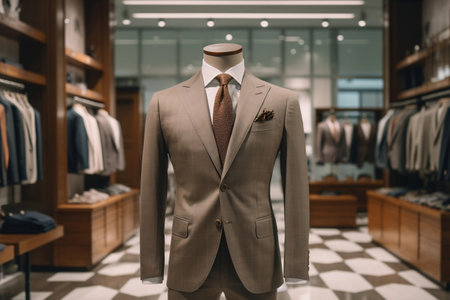 Timeless Suit Displayed in a Fashion Store. AIの素材