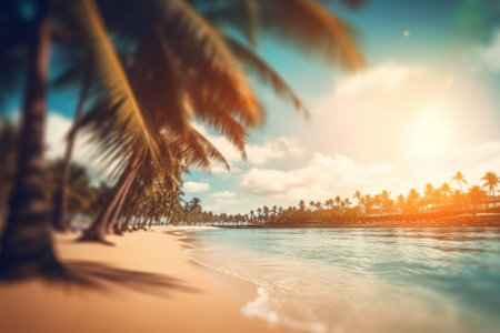 Blurred Tropical Beach Background for Summer Vacation. AIの素材