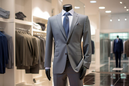 Timeless Suit Displayed in a Fashion Store. AIの素材