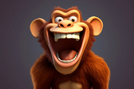 3D Cartoon Laughing Monkey Character. AIの素材
