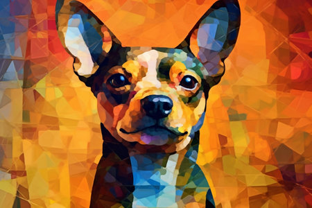Abstract Dog Art Inspired by Picasso with Kitty Posing for Portrait Painting. AIの素材