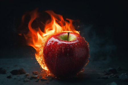 Fiery Red Apple. AIの素材