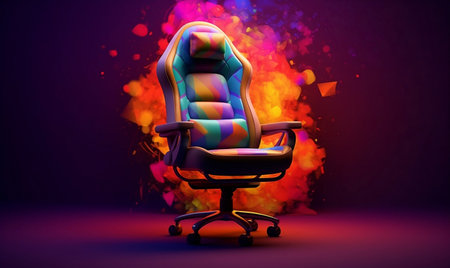 Colorful Background Gamer Chair. AIの素材