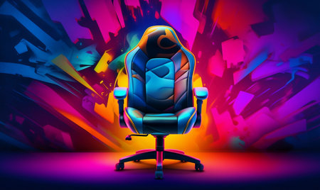 Colorful Background Gamer Chair. AIの素材