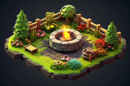 Isometric Game Asset: 3D Garden in Clash of Clans. AIの素材