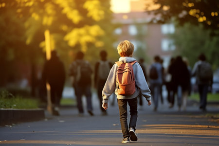 Schoolboy Heading to School with a Backpack. AIの素材