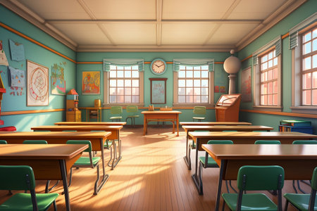 Back to School: Elementary Classroom Concept. AIの素材