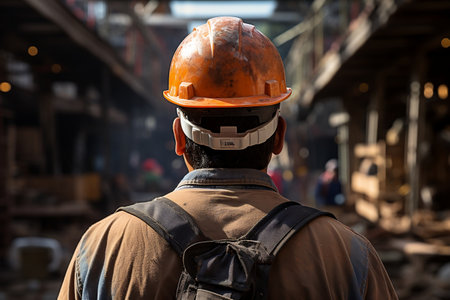 Safety First Young Female Worker Wearing a Protective Helmetの素材