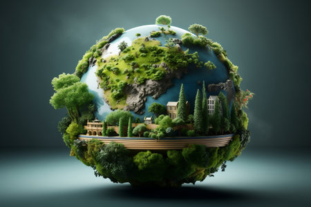Global Commitment World Environment and Earth Day Symbolized with a Globeの素材