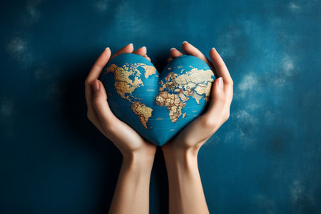 Empowered by the World: Female Hands Painted in the Form of a World Mapの素材