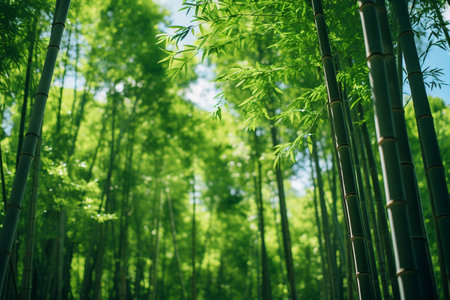 Majestic Giant Bamboo Trees Low-Angle Shot of a World Beneath the Canopyの素材
