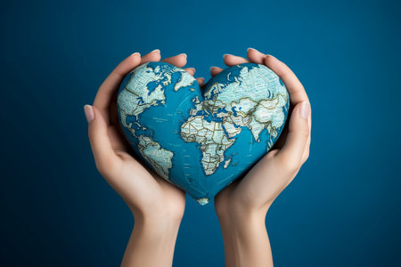 Empowered by the World: Female Hands Painted in the Form of a World Mapの素材
