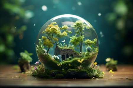 Global Commitment World Environment and Earth Day Symbolized with a Globeの素材