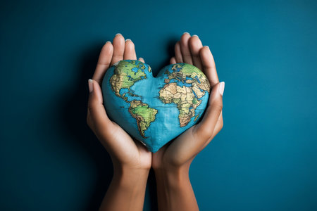 Empowered by the World: Female Hands Painted in the Form of a World Mapの素材