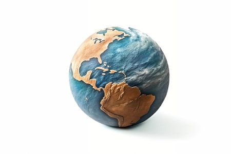 Earth Planet on white Backgroundの素材