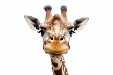Giraffe Face on white Backgroundの素材