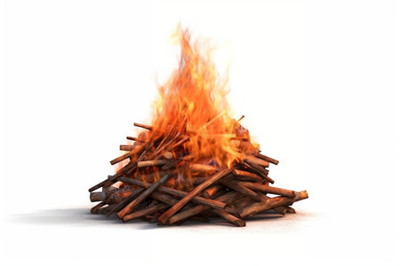 Bonfire on a white Backgroundの素材