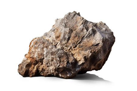 Mountain Boulder Rock with Clay Ore on white Background in Natural Environmentの素材